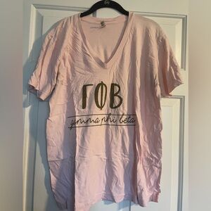 Pink V-Neck Tee Gamma Phi Beta Gold